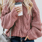 Pink Cable Knit Turtleneck