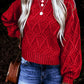 Red Textured Chunky Knit